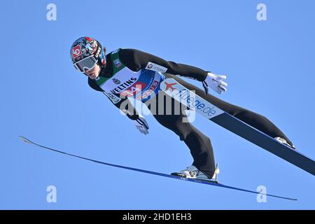 Marius LINDVIK (NOR), azione, salto. Ski jumping, 70th Torneo Internazionale delle quattro colline 2021/22, salto di Capodanno nella collina olimpica di Garmisch Partenkirchen il 1st gennaio 2022 Foto Stock