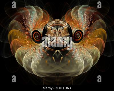 Ying Yang Abstract Tiger's Head Flame Fractal Art Foto Stock