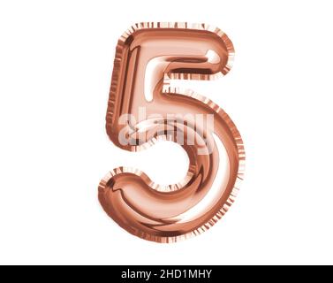 L'oro rosa, bronzo numero cinque palloncino d'aria per l'acquazzone del bambino festeggia la festa della decorazione Illustrazione Vettoriale