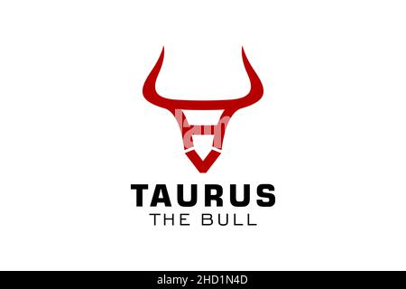 Logo lettera A, logo toro, logo toro testa, modello di design logo monogramma Illustrazione Vettoriale