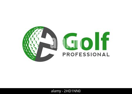 Lettera Z per il modello vettoriale di disegno del logo di golf, etichetta vettoriale di golf, marchio del campionato di golf, illustrazione, icona creativa, disegno Illustrazione Vettoriale