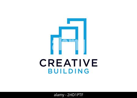 Lettera A con disegno vettoriale del logo della Building for Construction Company Illustrazione Vettoriale