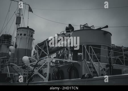 HMCS Sackville è l'ultima corvette sopravvissuta di classe dei fiori della seconda guerra mondiale, sopravvissuta a 30 convogli Trans-Atlantic scortati Foto Stock
