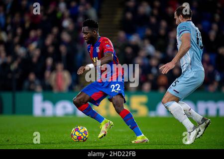 LONDRA, INGHILTERRA - GENNAIO 01: Odsonne Édouard durante la partita della Premier League tra Crystal Palace e West Ham United a Selhurst Park il prossimo Gennaio Foto Stock