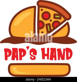 Design moderno e colorato con logo PAPS HAND pizza Illustrazione Vettoriale