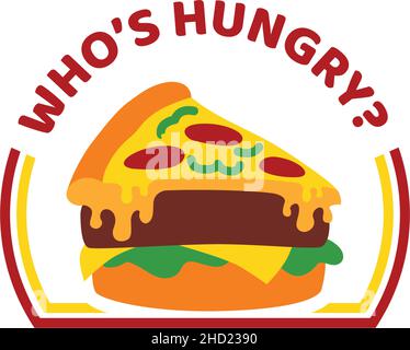 Design moderno e colorato CON logo WHOS HUNGRY pizza Illustrazione Vettoriale