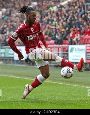 Antoine Semenyo di Bristol City in azione durante la partita del campionato Sky Bet ad Ashton Gate, Bristol. Data foto: Domenica 2 gennaio 2022. Foto Stock