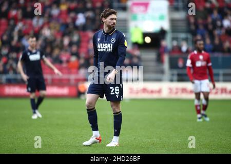 BRISTOL, REGNO UNITO. JAN 2nd George Evans of Millwall è stato raffigurato durante la partita del Sky Bet Championship tra Bristol City e Millwall ad Ashton Gate, Bristol domenica 2nd gennaio 2022. (Credit: Kieran Riley | MI News) Credit: MI News & Sport /Alamy Live News Foto Stock