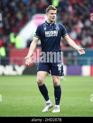 BRISTOL, REGNO UNITO. GEN 2nd Mathieu Smith di Millwall è stato raffigurato durante la partita del Campionato Sky Bet tra Bristol City e Millwall ad Ashton Gate, Bristol domenica 2nd gennaio 2022. (Credit: Kieran Riley | MI News) Credit: MI News & Sport /Alamy Live News Foto Stock