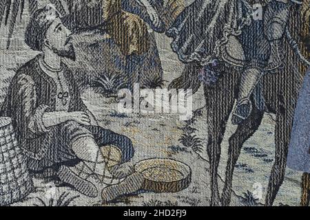 L'uomo orientale bearded come modello antico di tessitura Foto Stock