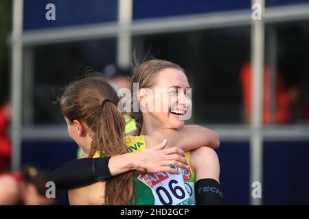 Dublino, Irlanda. 12th Dic 2021. Fingal lituano gioia dopo la conclusione della gara femminile senior. Hugh de Paor/SPP Credit: SPP Sport Press Photo. /Alamy Live News Foto Stock