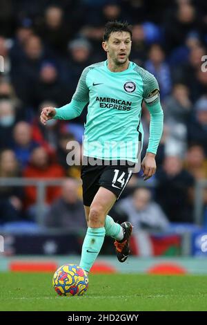 Everton, Regno Unito. 02nd Jan 2022. Adam Lallana di Brighton e Hove Albion in azione. Premier League Match, Everton contro Brighton & Hove Albion al Goodison Park di Liverpool domenica 2nd gennaio 2022. Questa immagine può essere utilizzata solo a scopo editoriale. Solo per uso editoriale, licenza richiesta per uso commerciale. Nessun uso in scommesse, giochi o un singolo club / campionato / giocatori pubblicazioni. pic di Chris Stading/Andrew Orchard sport fotografia/Alamy Live news credito: Andrew Orchard sport fotografia/Alamy Live News Foto Stock