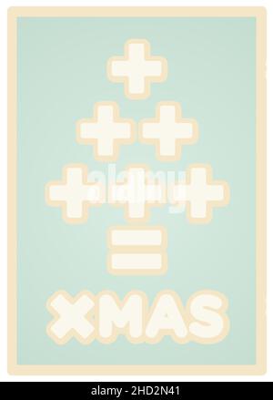 matematica e consumismo critica biglietto di natale, colori pastello bianco testo - illustrazione vettoriale Illustrazione Vettoriale