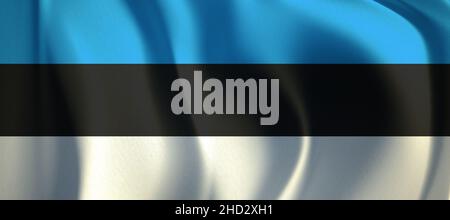 Bandiera dell'Estonia che sventola nel vento. Illustrazione bandiera di fondo. Foto Stock