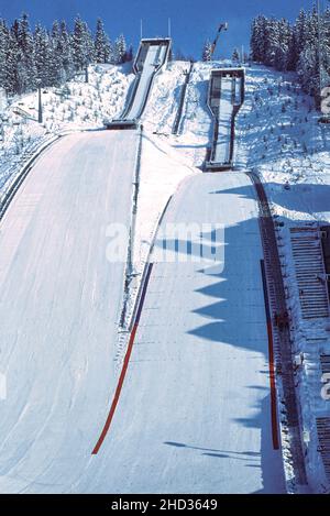 Lysgårdsbakkene Ski Jumping Arena in occasione dei Giochi Olimpici invernali del 1994 Foto Stock