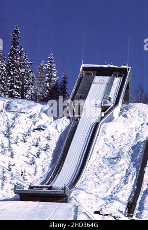 Lysgårdsbakkene Ski Jumping Arena in occasione dei Giochi Olimpici invernali del 1994 Foto Stock