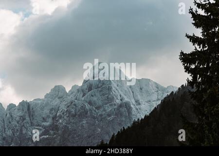 Magnificent snowy mountain in the Julian Alps in Slovenia Stock Photo