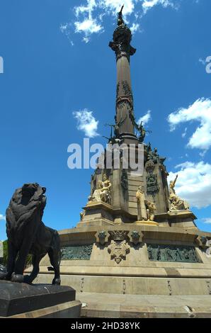 Cristoforo Colombo, noto come ' Mirador de Colom ' a Barcellona, Spagna Foto Stock