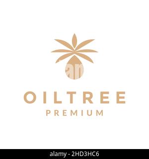 olio di lusso goccia con alberi logo design vettore grafico simbolo icona segno illustrazione idea creativa Illustrazione Vettoriale