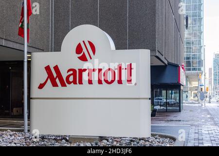 Ottawa, Canada - 16 dicembre 2021: Hotel Marriott nel centro di Ottawa, Canada Foto Stock