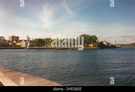 Il lungomare della città di Karlskrona in Svezia Foto Stock