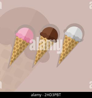 Poster dei gelati dal design piatto Illustrazione Vettoriale