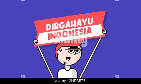 Dirgahayu Indonesia è un complimento per l'anniversario dell'indipendenza dell'Indonesia. Felice indonesiano giorno di indipendenza illustrazione di sfondo Illustrazione Vettoriale