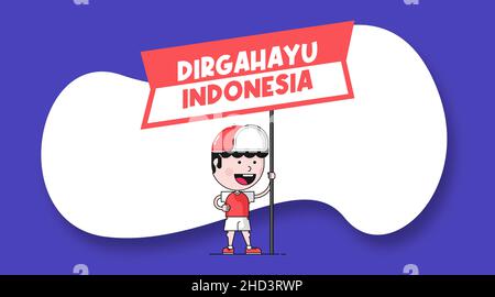 Dirgahayu Indonesia è un complimento per l'anniversario dell'indipendenza dell'Indonesia. Felice indonesiano giorno di indipendenza illustrazione di sfondo Illustrazione Vettoriale