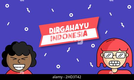 Dirgahayu Indonesia è un complimento per l'anniversario dell'indipendenza dell'Indonesia. Felice indonesiano giorno di indipendenza illustrazione di sfondo Illustrazione Vettoriale