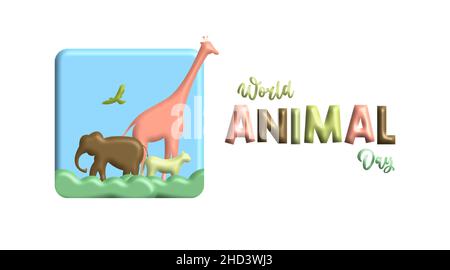 Vettore di illustrazione di sfondo del giorno animale del mondo Illustrazione Vettoriale