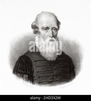 Bernard Palissy (1510-1589) è stato un vasaio, ingegnere idraulico e artigiano francese Huguenot, famoso per aver lottato per sedici anni per imitare porcellana cinese. È conosciuto soprattutto per i suoi cosiddetti rusticware, tipicamente grandi piatti ovali molto decorati che presentano piccoli animali in rilievo tra vegetazione. Francia. Europa. Vecchio 19th secolo raffigurazione incisa da Portraits et histoire des hommes utilo di Societe Montyon et Franklin 1837 Foto Stock