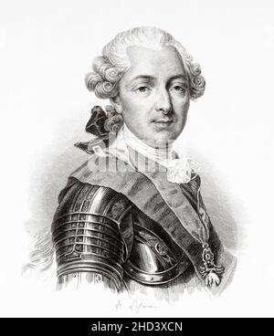 Luigi Jean Marie de Bourbon, duca di Penthièvre (1725-1793) era figlio di Luigi Alexandre de Bourbon e di sua moglie Marie Victoire de Noailles, nipote di Luigi XIV di Francia e della sua amante, Madame de Montespan. Francia. Europa. Vecchio 19th secolo raffigurazione incisa da Portraits et histoire des hommes utilo di Societe Montyon et Franklin 1837 Foto Stock