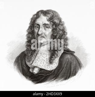 Pierre-Paul Riquet (1609-1680) Baron de Bonrepos, ingegnere francese e costruttore di canali responsabile della costruzione del Canal du Midi. Francia. Europa. Vecchio 19th secolo raffigurazione incisa da Portraits et histoire des hommes utilo di Societe Montyon et Franklin 1837 Foto Stock