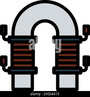 Icona magnete elettrico. Contorno grassetto modificabile con disegno di riempimento a colori. Illustrazione vettoriale. Illustrazione Vettoriale