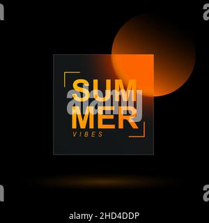 Telaio in vetro con effetto morfismo alla moda. Lastra di vetro trasparente sfocata su sfondo nero. Illustrazione Vettoriale