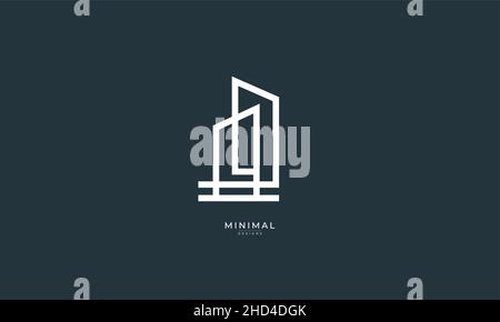 Un logo di icona line art di un edificio/slyline Illustrazione Vettoriale