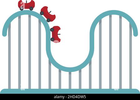 Icona della pista delle montagne russe. Illustrazione piatta dell'icona del vettore della traccia delle montagne russe isolata su sfondo bianco Illustrazione Vettoriale