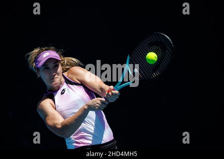 DANKA KOVINIC (MNE) in azione al Melbourne Summer Set Qualificative 2022 di lunedì 2022 gennaio, Melbourne Park Foto Stock