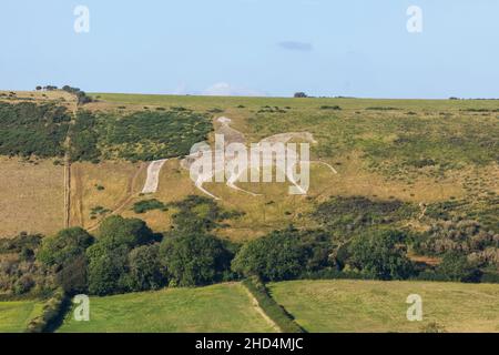 Inghilterra, Dorset, Weymouth, il Cavallo Bianco di Osmington creato nel 1808 Foto Stock