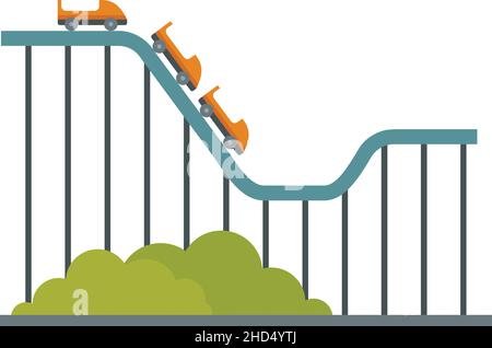 Montagne russe per bambini. Illustrazione piatta dell'icona vettoriale dei bambini delle montagne russe isolata su sfondo bianco Illustrazione Vettoriale