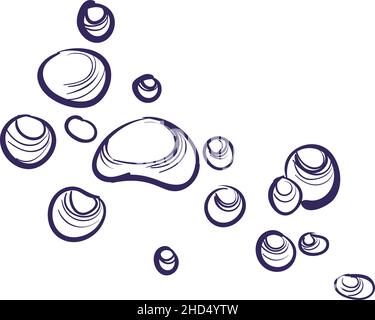 Bolle d'acqua. Inchiostro a penna disegnato a mano blob Illustrazione Vettoriale