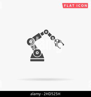 Icona del vettore piatto del braccio robotizzato. Illustrazioni di disegno di stile disegnate a mano. Illustrazione Vettoriale
