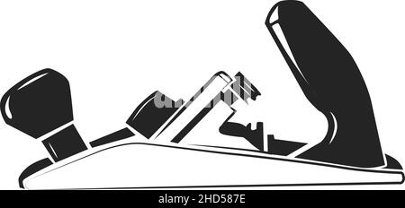 Icona del piano di lavorazione del legno. Utensile manuale in legno con lama in metallo Illustrazione Vettoriale