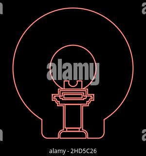 Luce di stile piatta per immagini vettoriali di diagnostica RM al neon rossa Illustrazione Vettoriale