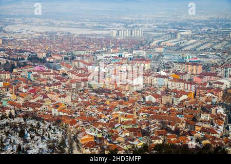 Ampio angolo di Kütahya vista sulla città Foto Stock