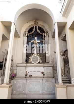 Headstone in un cimitero a Città del Messico, Messico Foto Stock