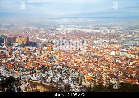 Ampio angolo di Kütahya vista sulla città Foto Stock