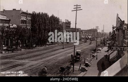 Fotografia vintage di fine 19th secolo: East Side, Main Street, Salt Lake City, Utah. Foto Stock