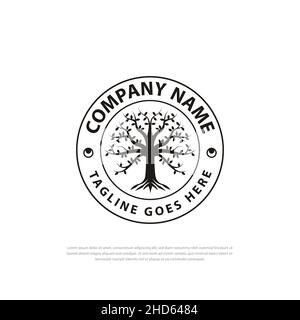 Logo Family Tree of Life, timbro, disegno vettoriale, simbolo, emblema, icona Illustrazione Vettoriale