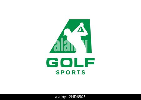 Lettera alfabetica icona logo A per il modello vettoriale di disegno del logo di Golf, etichetta vettoriale di golf, Logo del campionato di golf, illustrazione, icona creativa, disegno Illustrazione Vettoriale